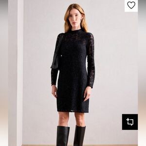 INC International Concepts Black Lace Mock Neck Mini Dress - Size L